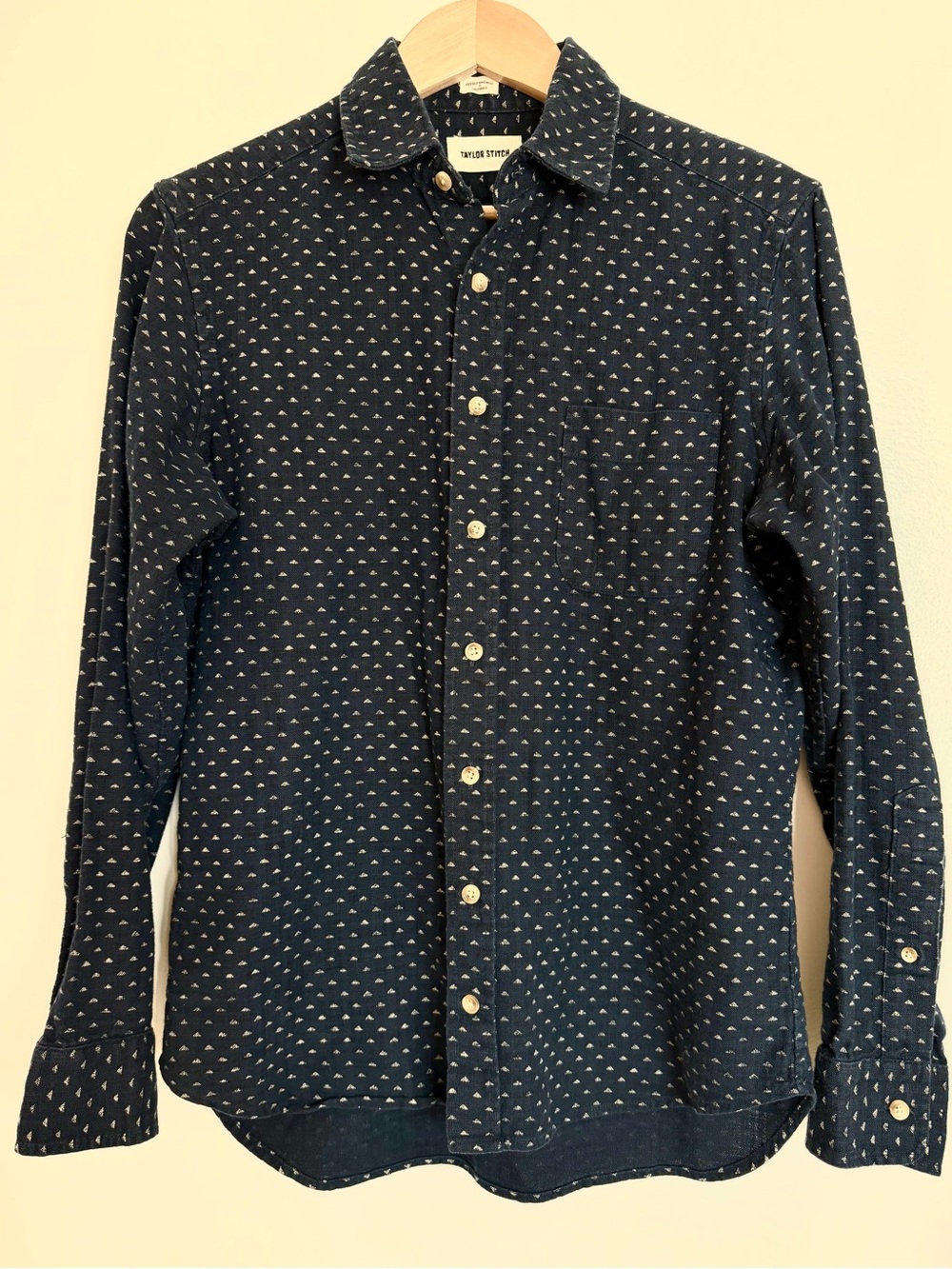 Taylor Stitch Shirt Mens Sz 38 The California Indigo Pyramid Cotton Long Sleeve